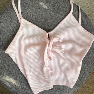 WOMENS SMALL LIGHT PINK CROPPED TANK TOP
